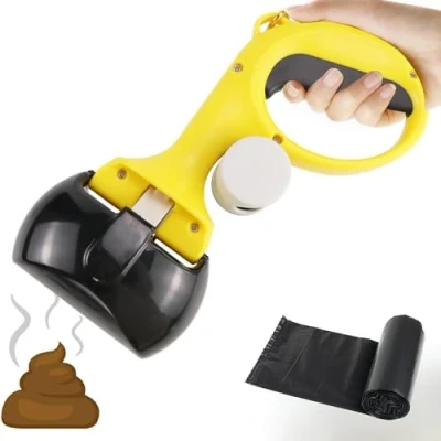 Immagine di 𝗣𝗮𝗹𝗲𝘁𝘁𝗲 𝗽𝗲𝗿 𝗘𝘀𝗰𝗿𝗲𝗺𝗲𝗻𝘁𝗶 del Cane. Paletta per Cacca in Abs Non Tossico, Leggera e Resistente, con Gancio Dispenser Sacchetti, Portatile Animali. 1 Rotolo di Borse Incluso.
