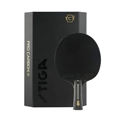 Immagine di STIGA Pro Carbon + Racchetta da Ping Pong Offensiva con Tecnologia Touch Design Ergonomico, Gomma STAR5 ITTF, Confezione Esclusiva Velocità e Precisione nei Colpi