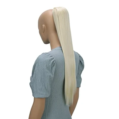 Immagine di CAISHA 65cm Lunga Coda die Cavallo Kim Extensions Per I Capelli Con Coulisse Parrucche Donna Liscio Biondo Platino PH614