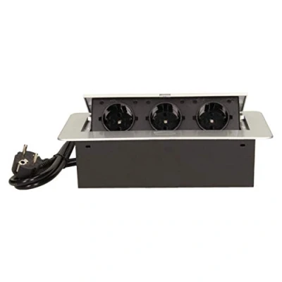 Immagine di ORNO OR AE 1337 (GS) Ciabatta a scomparsa 3 prese, 3600 W, pronta per il collegamento con cavo Schuko da 1,5 m, colore: argento