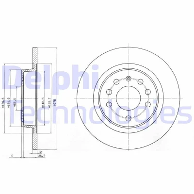 Immagine di DELPHI BG3731C Disco freno 278 12 5 pieno rivestito non trattato senza cuscinetto ruota, anello sensore ABS SAAB: 9 3 Sedan, Station Wagon