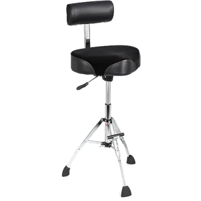 Immagine di Gibraltar 9808HMTB sgabello per prestazioni, batteria (sgabello da bar rotondo 16&quot; regolabile in altezza, con schienale e poggiapiedi, studio, palcoscenico ufficio)
