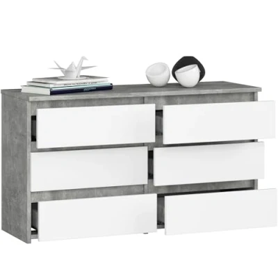 Immagine di BDW Cassettiera con 6 Cassetti 100cm di Larghezza, 57cm Altezza Mobile, Credenza, Multiuso, Scarpiera, Classificatore Soggiorno, Camera da Letto, Corridoio cemento/bianco