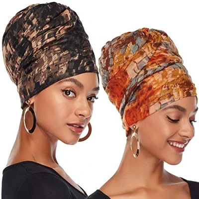 Immagine di DRESHOW Fascia per Capelli Nero Donna Coprispalle in Jersey Elasticizzato Lavorato a Maglia con Testa Turbante Avvolge la Sciarpa le