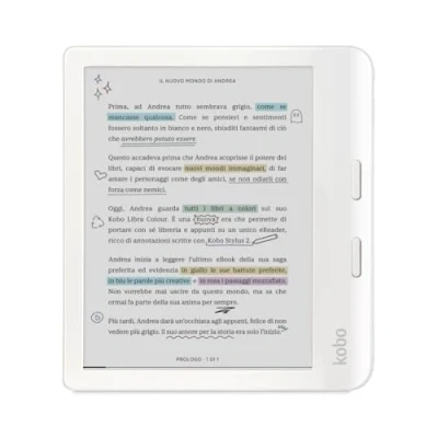 Immagine di Kobo Libra Colour eReader Display antiriflesso a colori E Ink Kaleido™ 3 da 7 Modalità Scura I Audiolibri Impermeabile (Bianco)
