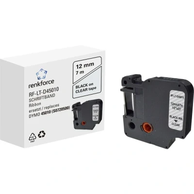 Immagine di Cassetta nastro Renkforce RF LT D45010 Compatibile sostituisce DYMO D1 45010 12 mm Colore Nastro: Trasparente carattere: Nero 7 m