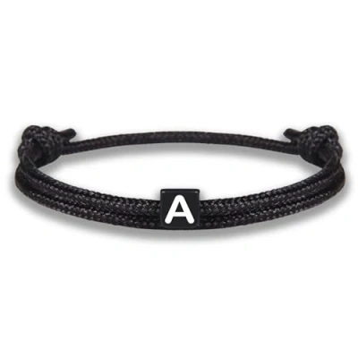 Immagine di GD GOOD.designs Bracciale in corda con lettere dell&#039;amicizia nero regolabile dimensioni 14cm 24cm Iniziale A