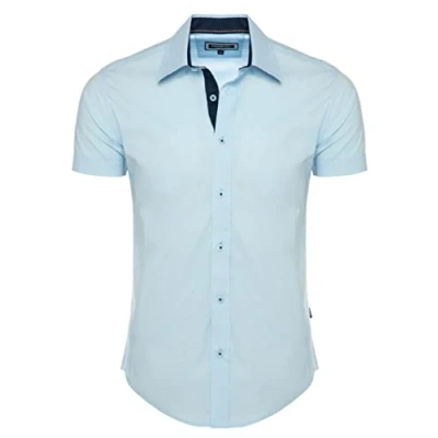 Immagine di Carisma camicia da uomo a maniche corte, tinta unita, S 5XL, basic uomo, in 97% cotone, vestibilità normale, per tempo libero e ufficio, 9102,
