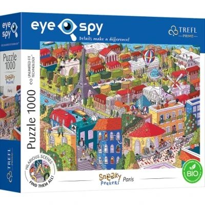 Immagine di Trefl 1000 Elementi, Scene Divertenti, Cartoncino più Spesso, BIO, EKO, Intrattenimento Creativo per Adulti e Bambini a Partire da 12 Anni Puzzle, Colore Spy Sneaky Peakers: Parigi, Francia, 10712