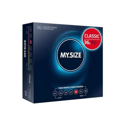 Immagine di MY.SIZE preservativi classici misura 5 I 60 mm di larghezza 36 pezzi confezione mega premium extra sottili fedeli al tatto 0,07 spessore delle pareti