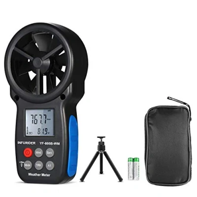Immagine di Anemometro Digitale,INFURIDER YF 866BWM Manometro con Velocità/Temperatura del Vento, Altitudine, Misuratore di Pressione Barometrica per la Raccolta dei Dati Meteorologici all&#039;aperto