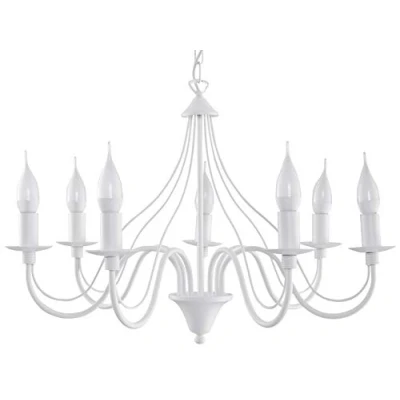 Immagine di SOLLUX lighting Minerwa Lampadario Candeliere Lampada a sospensione Soggiorno da tavolo pranzo Camera letto 7 x 40 W Acciaio 60 80 cm Bianco fiamme