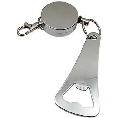 Immagine di Metallo rollmatic portachiavi con apribottiglie in argento brillante
