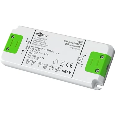 Immagine di Goobay 65583 LED trasformatore 700 mA/12 W/LED per corrente costante/LED driver sorgente di costante/trasformatore illuminazione interna/alimentatore luce