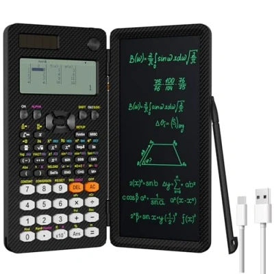 Immagine di 991EX Calcolatrice scientifica ricaricabile con tavoletta da scrittura LCD, colore: Nero