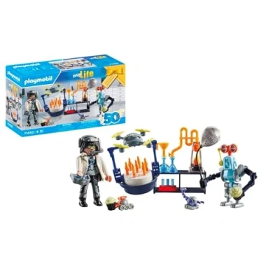 Immagine di PLAYMOBIL myLife 71450, Scienziato con Robot, Festa a Tema scientifico in Laboratorio, Un Drone per Il Trasporto e Gioco di Ruolo immaginativo, Giocattolo Bambini dai 4 Anni su