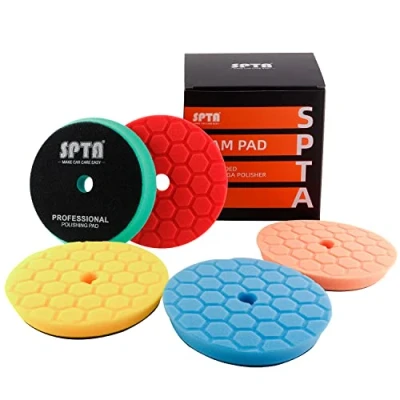Immagine di SPTA 5 pezzi 150 mm Hex Logic spugne lucidanti cera auto tampone lucidante in spugna per lucidatrice eccentrica da