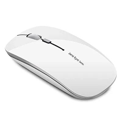 Immagine di Uiosmuph Q5 Mouse Wireless Ricaricabile, Senza Fili Silenzioso 2,4G 1600DPI Portatile da Viaggio Ottico con Ricevitore USB per Windows 10/8/7/XP/Vista/PC/Mac (Bianco)