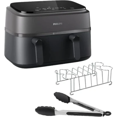 Immagine di Philips Airfryer Serie 3000 con doppio cestello, 9L, Friggitrice ad aria 2 cestelli, Kit per la Colazione, Tecnologia Rapid Air, versatile e capiente tutta famiglia