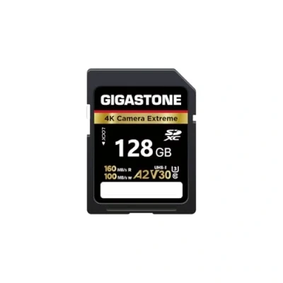 Immagine di GIGASTONE A2 V30 Scheda di Memoria SDXC 128GB, 4K Camera Extreme 160 MB/s. Canon Nikon Sony, U3 UHS I Classe 10 per UHD Video, con 1 Mini Custodia
