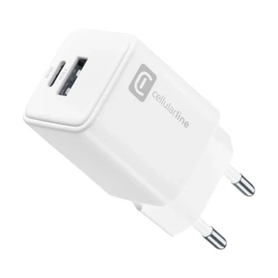 Immagine di cellularline Multipower Dual Port 30W Caricabatteria da Rete per Tablet, Smartphones And Laptop Output: 2 Porte: USB + C Bianco