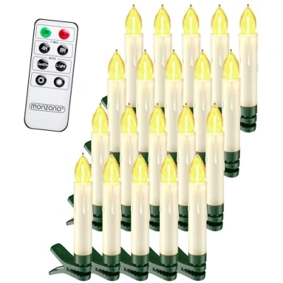Immagine di Deuba Set 20 Candele a LED Albero di Natale Bianco Caldo Batteria Wireless con Timer e Telecomando Lucine Natalizie