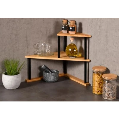 Immagine di Kesper Mensola angolare da cucina con 2 ripiani, materiale: bambù, dimensioni: 52 x 39 29,5 cm, colore: naturale, nero 58808