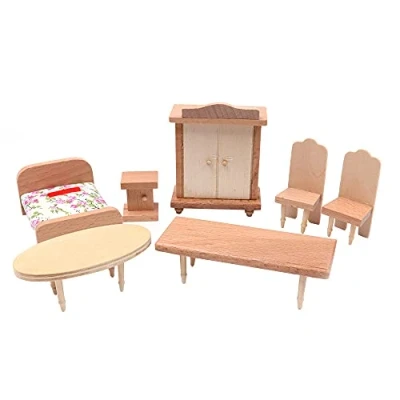 Immagine di CENPEK mobili per casa delle bambole in scala 1:12 legno set miniatura accessori la modello camera da letto