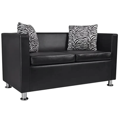 Immagine di vidaXL Divano 2 posti in pelle artificiale nera Chaise Lounge reclinabile