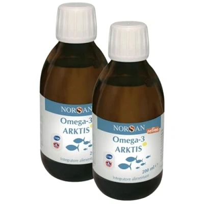 Immagine di NORSAN Arktis omega 3 2000mg I Olio di fegato merluzzo liquido senza reflusso 2x200 ml EPA DHA Integratore pesce con 800 UI vitamina D3