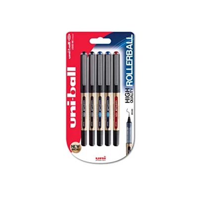 Immagine di Uni Ball Eye Broad UB 150 10 Penna a sfera, punta da 1 mm, inchiostro assortito, confezione 5 (2 nero, 2 blu e rosso)