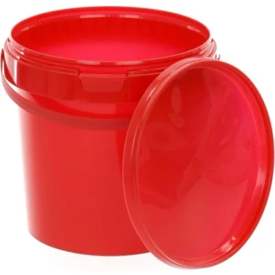 Immagine di BenBow secchio con coperchio 1l rosso 20x 1 litro sicuro per gli alimenti, stabile, a prova di perdite, inodore contenitore in plastica manico vuoto