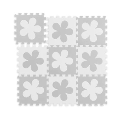 Immagine di Relaxdays Tappeto Puzzle a Fiori, 9 Tasselli, Incastro, Area 91,5x91,5 cm, Gommapiuma EVA Atossico, Bianco Grigio, Colore, 1 x 91.5 10037471_685