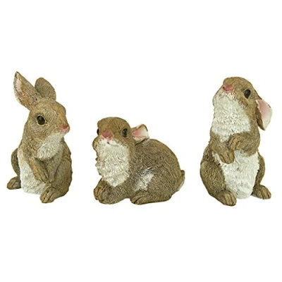 Immagine di Design Toscano La tana dei Conigli Statuetta animali da giardino, poliresina, a colori, 12,75 cm, Set of Three