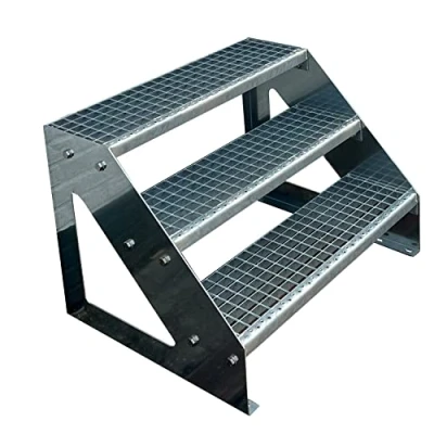 Immagine di Scale con griglia in acciaio Premium 3 Gradini Scala autoportante Completamente zincata Dimensioni (L x L H) 63cm 100cm 57cm Resistente alle intemperie e alla corrosione
