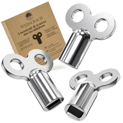 Immagine di 3x WEIDEBACH® chiavi di spurgo per radiatori, adatta a tutti i radiatori chiave della valvola del radiatore, ROBUSTA E STABILE, riduce rumori, radiatore