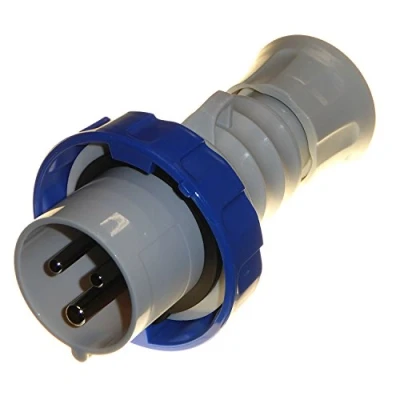Immagine di Gewiss, GW60026H, cablaggio a vite bassa tensione, spina diritta, ad alte prestazioni, IP66/IP67/IP68/IP69, riferimento 6, poli 2P+E, 200 V 250 V, 16 A, 50 Hz / 60 Hz, colore: blu