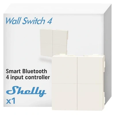 Immagine di Shelly BLU Wall Switch 4 Interruttore Remoto Bluetooth, Nessun Cablaggio Necessario, Controllo dell&#039;illuminazione, Multi click, Forte Crittografia, Home Assistant, App iOS e Android