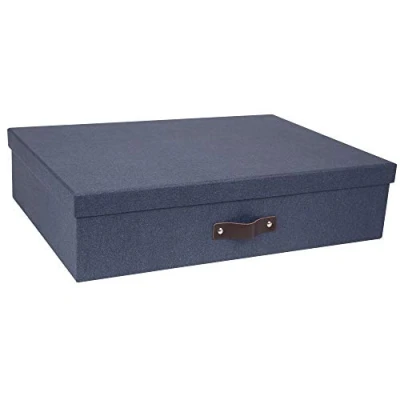 Immagine di Bigso Box of Sweden Organizer con Coperchio 12 Scomparti Contenitori Scomparti, e Maniglia per Accessori Vari Scatole portaoggetti in Fibra di Legno Carta Blu