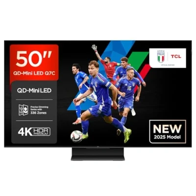 Immagine di TCL 50Q7C 50 QLED TV 4K QD Mini LED, HDR Premium 2000, Google (Dolby Vision IQ &amp; Atmos, Pannello HVA, Refresh Rate 144Hz, Game Master, Assistant Hands Free, Apple AirPlay 2 Alexa)