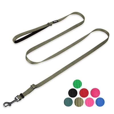 Immagine di Guinzaglio regolabile aggiornato con robusto nylon e manico rivestito in neoprene super morbido per cani di Piccola taglia. (Regolabile S, Verde Militare)
