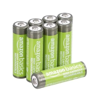 Immagine di Amazon Basics Batterie AA ricaricabili, ad alta capacità, 2400 mAh, pre caricate, NiMh, confezione da 8