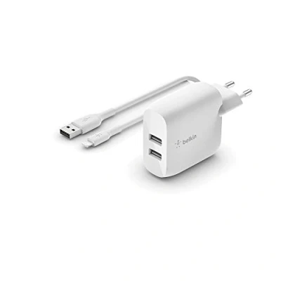 Immagine di Belkin Boost Charge Dual USB Caricabatterie Rapido 24W + Lightning Cavo Bianco