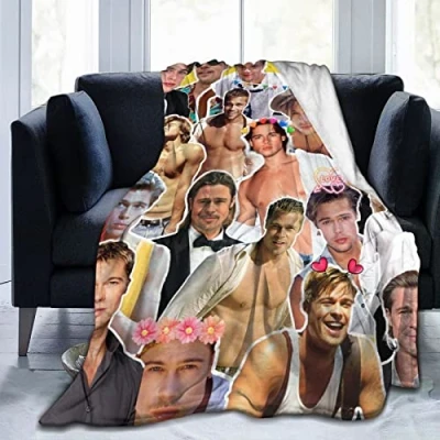 Immagine di Ldsgdfst coperta Brad Pitt, morbida e confortevole in pile di lana, per divano, ufficio, auto, campeggio, yoga, viaggi, decorazione la casa, da spiaggia, 152,4 x 127 cm