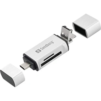 Immagine di Sandberg Card Reader USB C+USB+MicroUSB lettore di schede Argento Lettori (MicroSD (TransFlash),SD, Argento, USB, 1 pezzo(i), 80 mm, 16 mm)