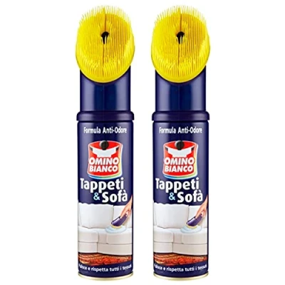 Immagine di Omino Bianco Gel Prodotto Specifico per Tappeti e Divani, Pulitore Detergente Tessuti con Formula Antiodore, 2 Pezzi da 300 ml