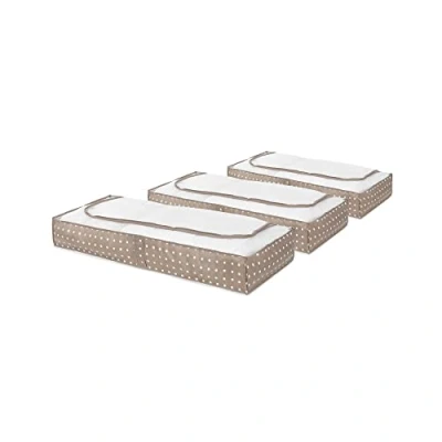 Immagine di COMPACTOR Set di 3 Custodie salvaspazio extra piatte sottoletto, Antipolvere, Marrone &quot;RIVOLI&quot;, Polipropilene e EVA, 45 x 108 H. 15 cm, RAN9816
