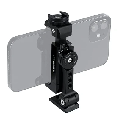 Immagine di Supporto per Treppiede in metallo con rotazione a 360 e angolo di inclinazione, Compatibile iPhone Holder Adapter, da tavolo telefono cellulare, Video Live Streaming Vlogging Rig