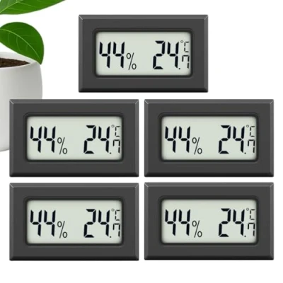Immagine di MAVORI® 5 pz. Mini termometro digitale &amp; igrometro mini: Misuratore di umidità interna preciso piccolo per la misura della temperatura e dell&#039;umidità (nero)