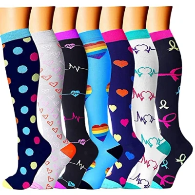 Immagine di Calze a compressione per uomo e donna 7 paia Circolazione 15 20 mmHg Miglior supporto atletica, infermiera, medicina, corsa